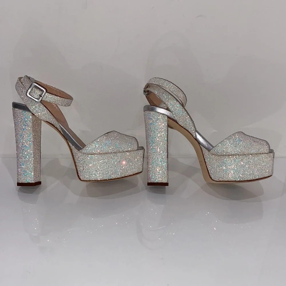 Giuseppe Zanotti Iridescent Glitter Platform Sandals